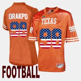 #98 Brian Orakpo US Flag Fashion University of Texas Men Orange Jersey 449165-444