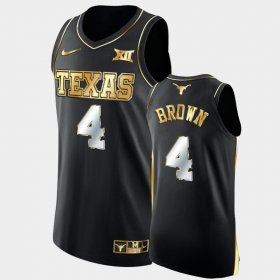 #4 Greg Brown College Basketball Texas Longhorns Golden Authentic Men's Black Jersey 694715-557