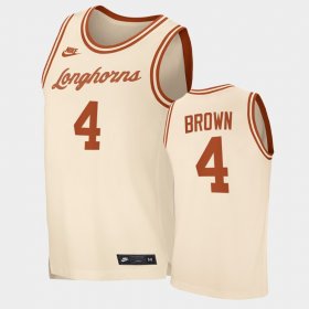 #4 Greg Brown Retro Limited University of Texas Replica Men Cream Jersey 657884-170