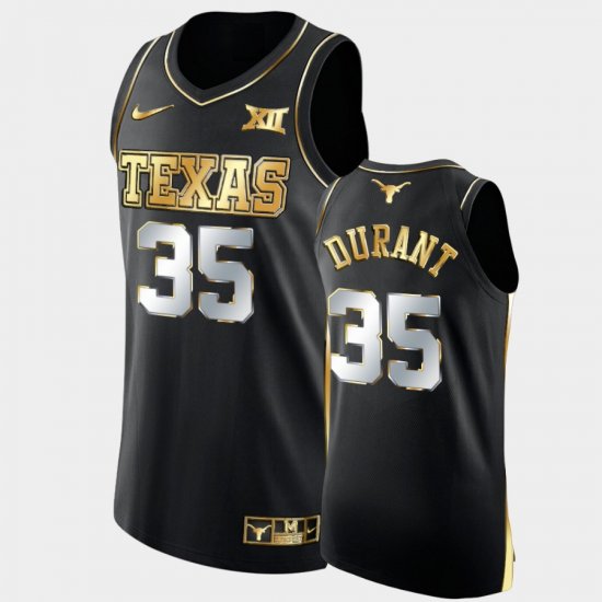#35 Kevin Durant College Basketball Texas Longhorns Golden Authentic Men Black Jersey 260078-371