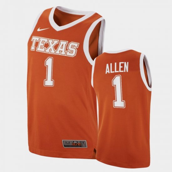 #1 Timmy Allen College Basketball UT 2021 Transfer Away Men Orange Jersey 737645-155