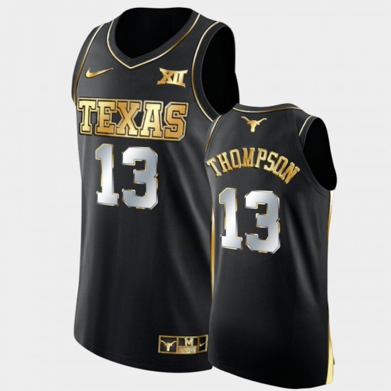 #13 Tristan Thompson College Basketball University of Texas Golden Authentic Men\'s Black Jersey 930962-425