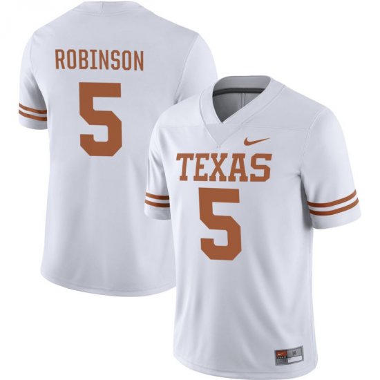 #5 Bijan Robinson NIL Player Longhorns Mens White Jersey 869019-580