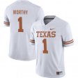 #1 Xavier Worthy NIL Player Texas Longhorns Men's White Jersey 186131-600