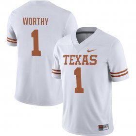 #1 Xavier Worthy NIL Player Texas Longhorns Men's White Jersey 186131-600