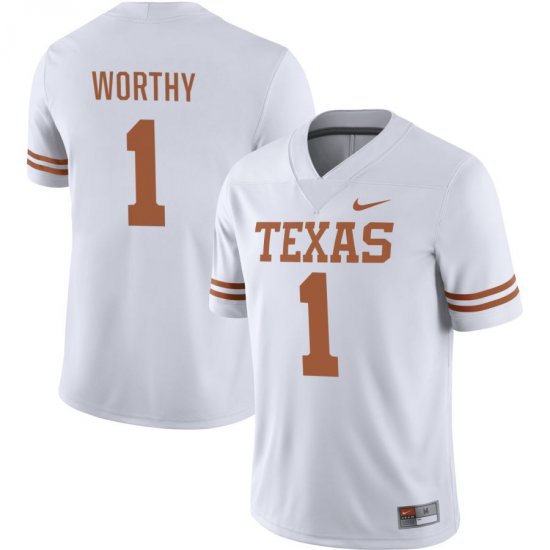 #1 Xavier Worthy NIL Player Texas Longhorns Men\'s White Jersey 186131-600