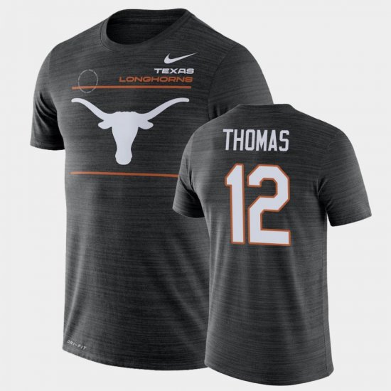 #12 Earl Thomas 2021 Sideline Velocity University of Texas Performance Men Black T-Shirt 125078-314