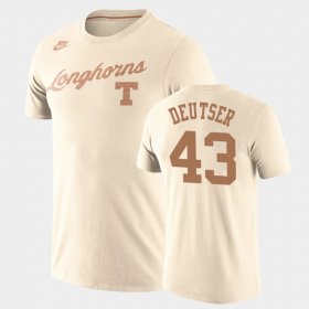 #43 Andrew Deutser Retro Basketball University of Texas Tri-Blend Men Cream T-Shirt 582389-967