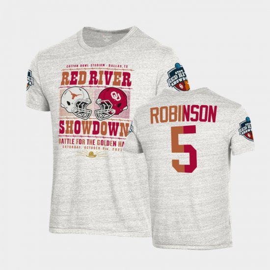 #5 Bijan Robinson 2021 Red River Showdown UT Matchup Men White T-Shirt 867192-789