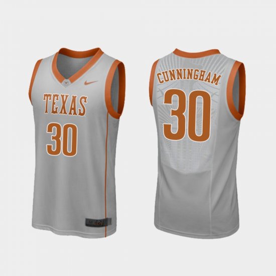 #30 Brock Cunningham Replica Texas Longhorns College Basketball Mens Gray Jersey 380125-800