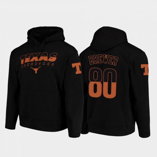 #80 Cade Brewer Wedge Performance University of Texas College Football Pullover Men Black Hoodie 121179-271