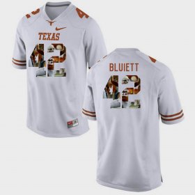 #42 Caleb Bluiett Pictorial Fashion University of Texas Men White Jersey 235622-270