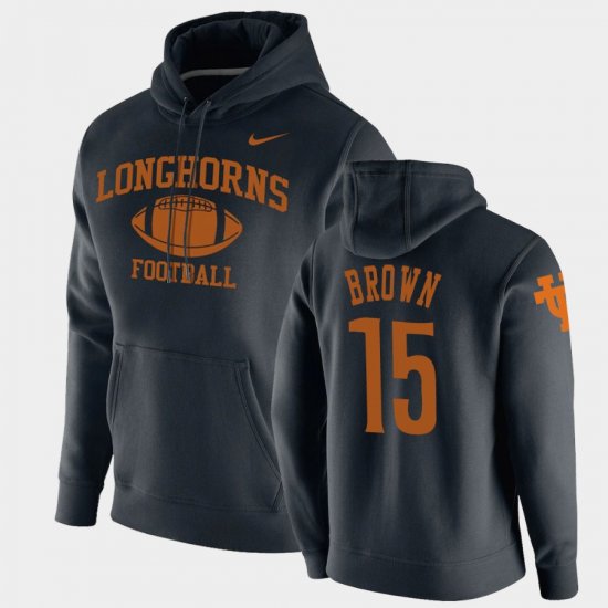 #15 Chris Brown Retro Football UT Pullover Men\'s Black Hoodie 761681-677