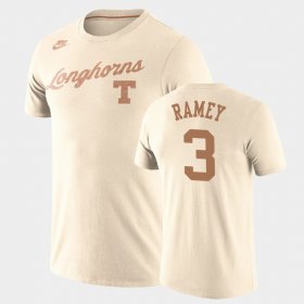 #3 Courtney Ramey Retro Basketball Texas Longhorns Tri-Blend Mens Cream T-Shirt 780100-698