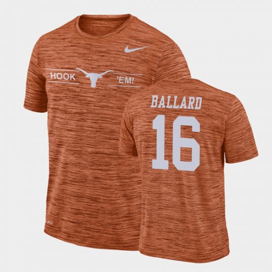 #16 Ben Ballard GFX Velocity University of Texas Sideline Legend Performance Mens Texas Orange T-Shirt 339500-867