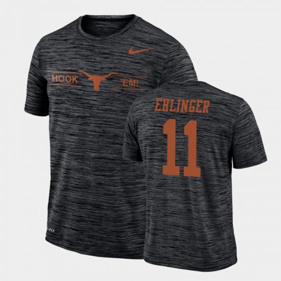 #11 Sam Ehlinger GFX Velocity Longhorns Sideline Legend Performance Men Black T-Shirt 295888-449