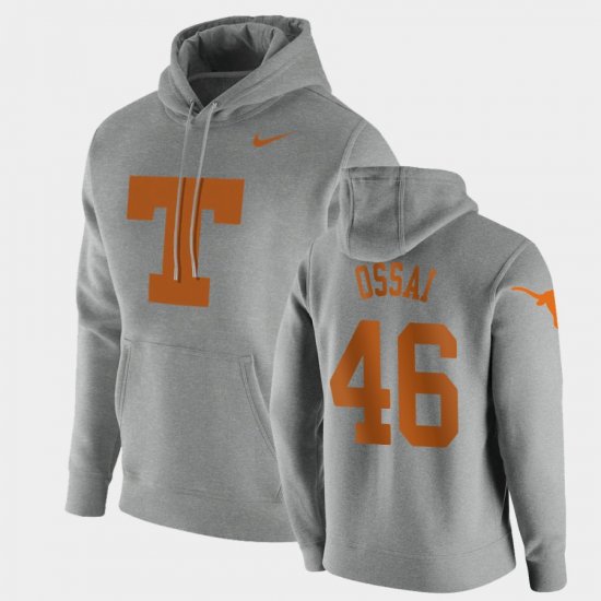 #46 Joseph Ossai Vintage Logo Texas Longhorns Club Fleece Pullover Men\'s Heathered Gray Hoodie 432128-595