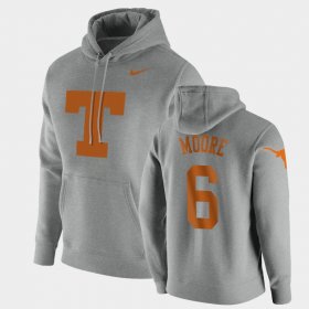 #6 Joshua Moore Vintage Logo Longhorns Club Fleece Pullover Mens Heathered Gray Hoodie 979376-545