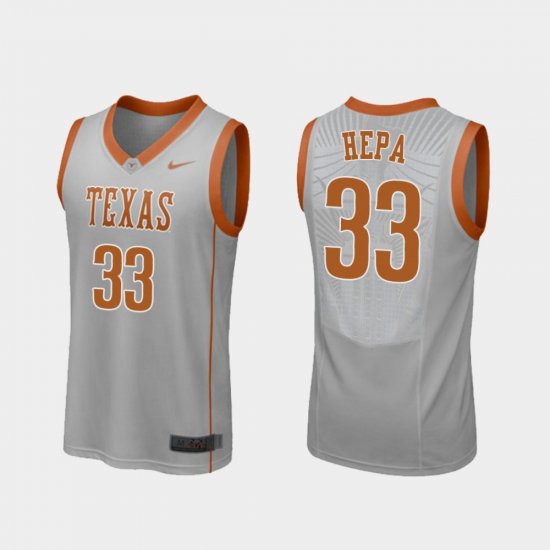 #33 Kamaka Hepa Replica Texas Longhorns College Basketball Men\'s Gray Jersey 313040-600