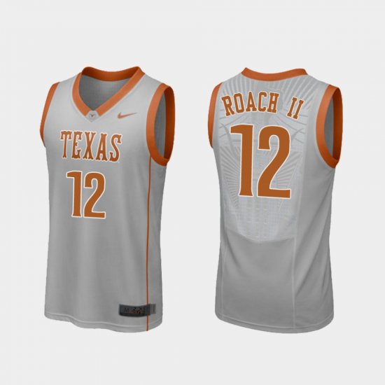 #12 Kerwin Roach II Replica University of Texas College Basketball Men\'s Gray Jersey 923464-640