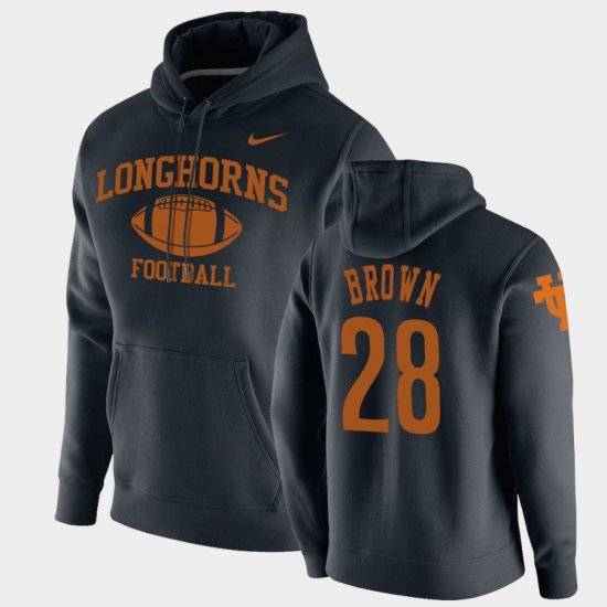 #28 Malcolm Brown Retro Football UT Pullover Mens Black Hoodie 241315-744