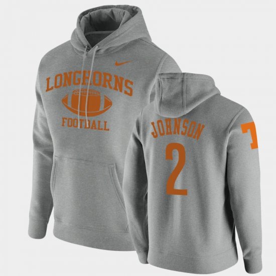 #2 Roschon Johnson Retro Football UT Pullover Men\'s Heathered Gray Hoodie 196488-913