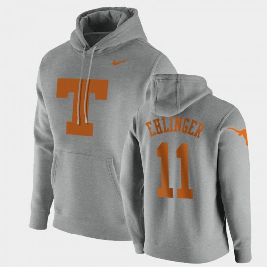 #11 Sam Ehlinger Vintage Logo UT Club Fleece Pullover Men\'s Heathered Gray Hoodie 651639-632