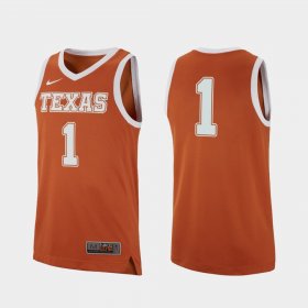 #1 Replica University of Texas College Basketball Men Texas Orange Jersey 586602-428