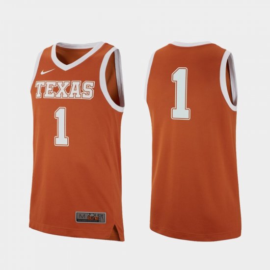 #1 Replica University of Texas College Basketball Men Texas Orange Jersey 586602-428