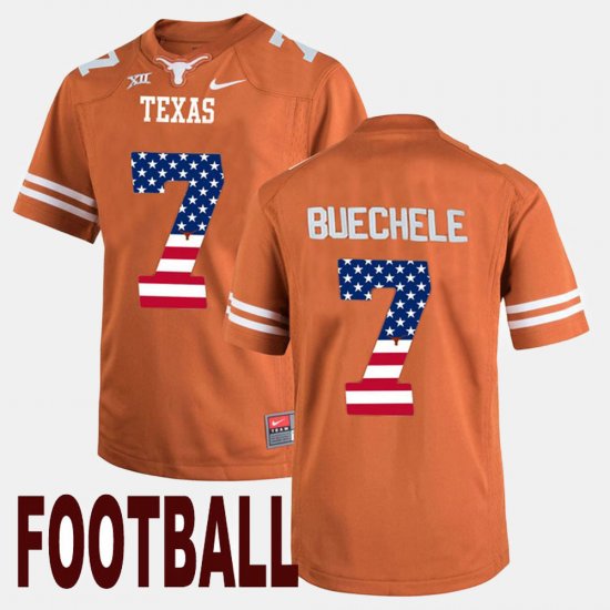#7 Shane Buechele US Flag Fashion Texas Longhorns Mens Orange Jersey 710498-549
