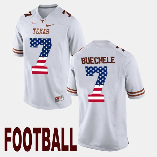 #7 Shane Buechele US Flag Fashion University of Texas Men\'s White Jersey 867489-155