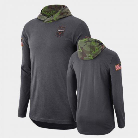 Military Longhorns Long Sleeve Men\'s Anthracite Hoodie 640934-680