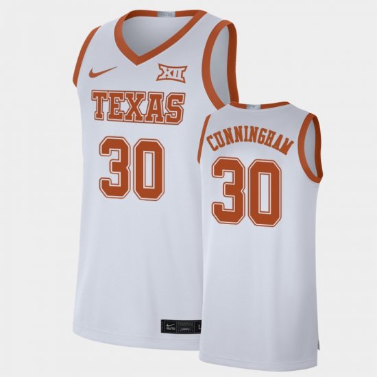#30 Brock Cunningham Alumni Limited Longhorns Basketball Men White Jersey 353991-501