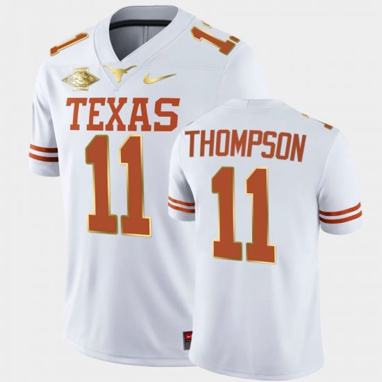 #11 Casey Thompson Texas Longhorns 2021 Red River Showdown Golden Edition Men\'s White Jersey 211152-721