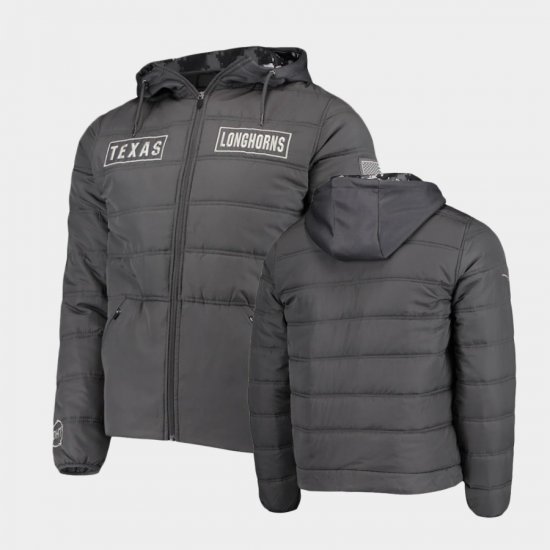 OHT Military Appreciation University of Texas Digital Camo Detail Full-Zip Puffer Mens Charcoal Jacket 801280-677