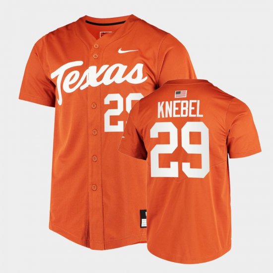 #29 Corey Knebel College Baseball UT Full-Button Men Orange Jersey 522247-176
