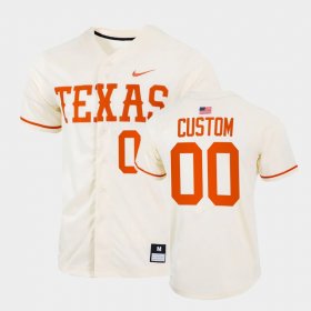 #00 Custom College Baseball Longhorns Full-Button Men's Natural Jersey 137209-853