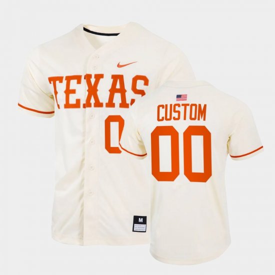 #00 Custom College Baseball Longhorns Full-Button Men\'s Natural Jersey 137209-853