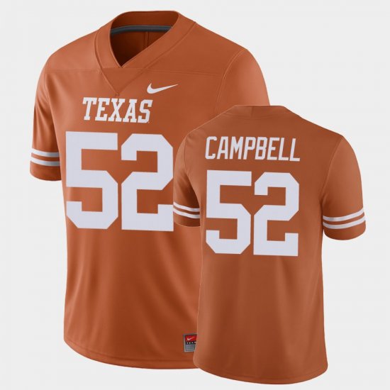 #52 DJ Campbell Game Longhorns Men Orange Jersey 780271-813