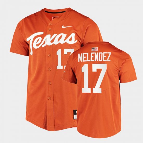 #17 Ivan Melendez College Baseball Longhorns Full-Button Men\'s Orange Jersey 939735-411
