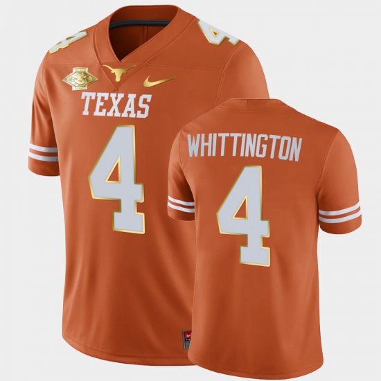 #4 Jordan Whittington University of Texas 2021 Red River Showdown Golden Patch Men\'s Orange Jersey 962047-937