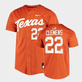 #22 Roger Clemens College Baseball Texas Longhorns Full-Button Men Orange Jersey 333727-575