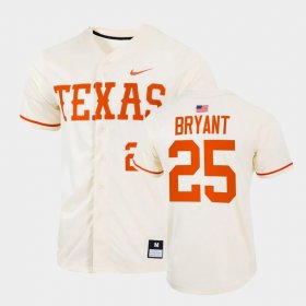 #25 Scott Bryant College Baseball Longhorns Full-Button Mens Natural Jersey 161653-413