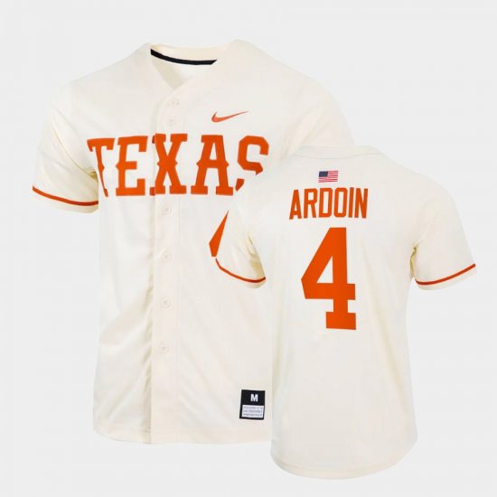 #4 Silas Ardoin College Baseball University of Texas Full-Button Mens Natural Jersey 432225-582