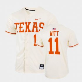 #11 Tanner Witt College Baseball Longhorns Full-Button Men Natural Jersey 440481-561