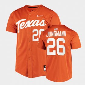 #26 Taylor Jungmann College Baseball Texas Longhorns Full-Button Mens Orange Jersey 789966-462