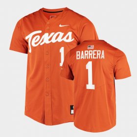 #1 Tres Barrera College Baseball UT Full-Button Men's Orange Jersey 814975-954