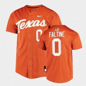 #0 Trey Faltine College Baseball Longhorns Full-Button Men's Orange Jersey 269551-832
