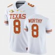 #8 Xavier Worthy UT 2021 Red River Showdown Golden Edition Mens White Jersey 246465-594