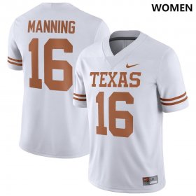 #16 Arch Manning NIL Player Longhorns Women White Jersey 494232-329